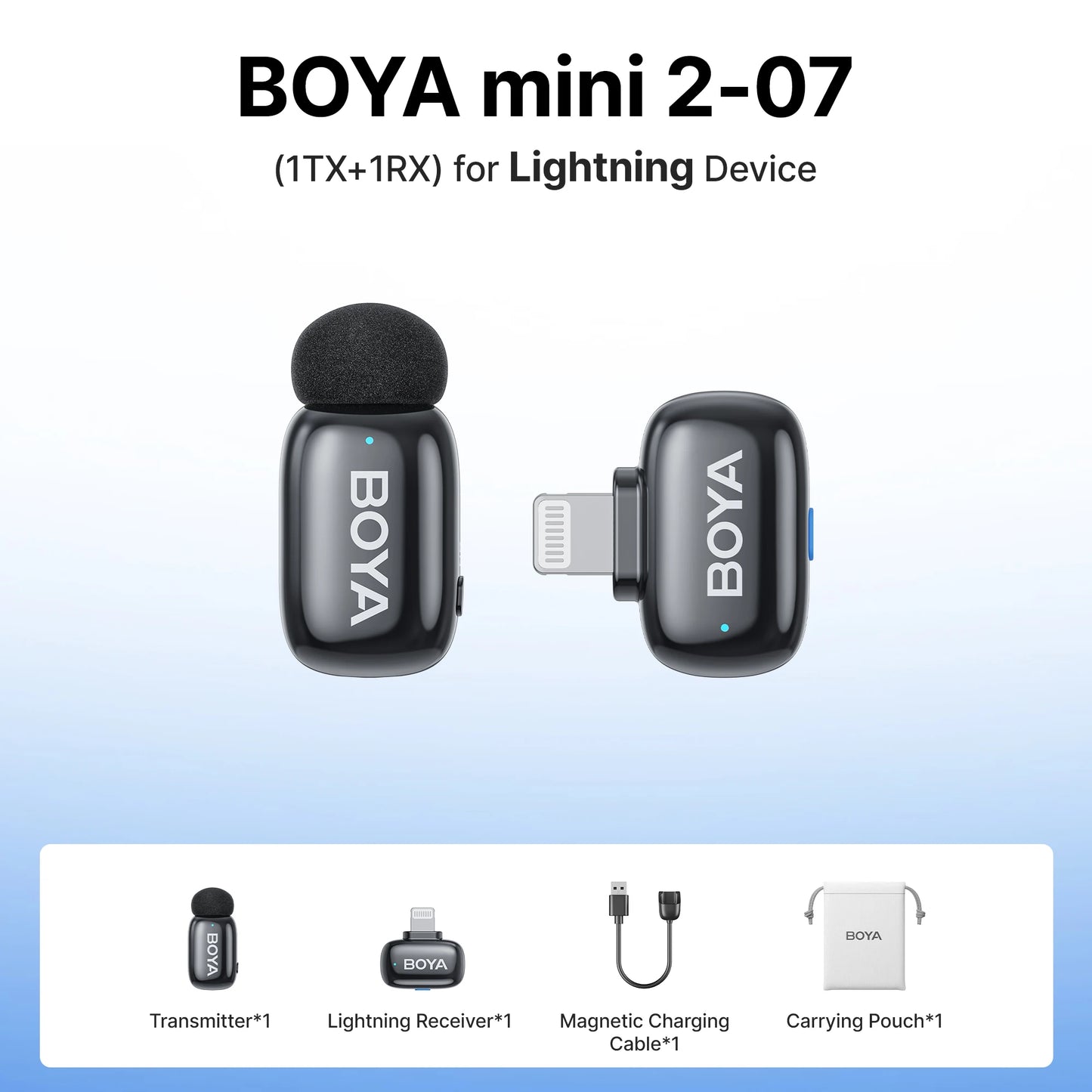 BOYA Mini 2 Wireless Lavalier Microphone AI Noise Reduction Mini Mic for iPhone 6-14/15-17 USB-C Android Phone Video Recording