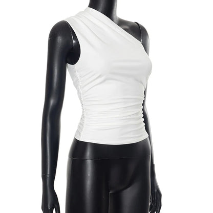 BIDIJONES one-shoulder-topp dam med öppen rygg – enfärgad, S–L