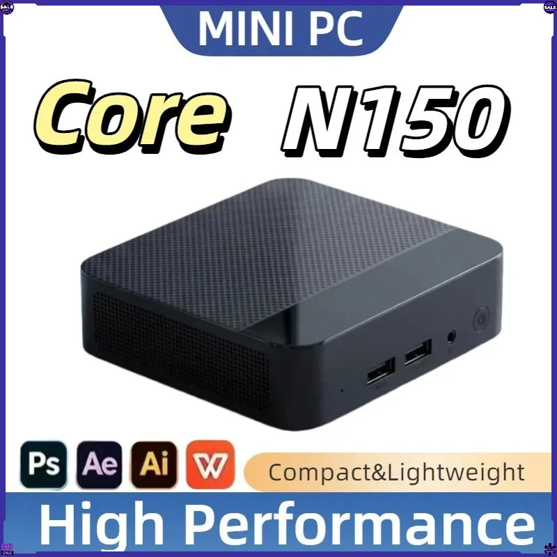 Mini PC Core N150  Compact Mini Laptop 16GB RAM 1TB/2TB SSD HD WiFi6 BT5.2 Multifunctional Daily Notebook Gaming PC