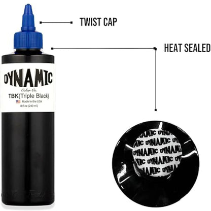 Black Tattoo Ink, 8 oz - Reach Compliant Safe Tattoo Ink for European Regulations - Superior Black Tattoo Ink, Made in USA