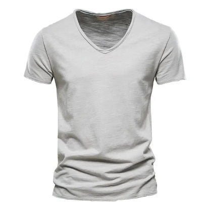 New 100% Cotton Men T Shirt Tops V Neck Thin Short Sleeve Tees High Quality Men's Fashion Fitness Hot T-shirt For Men Size S-5XL
