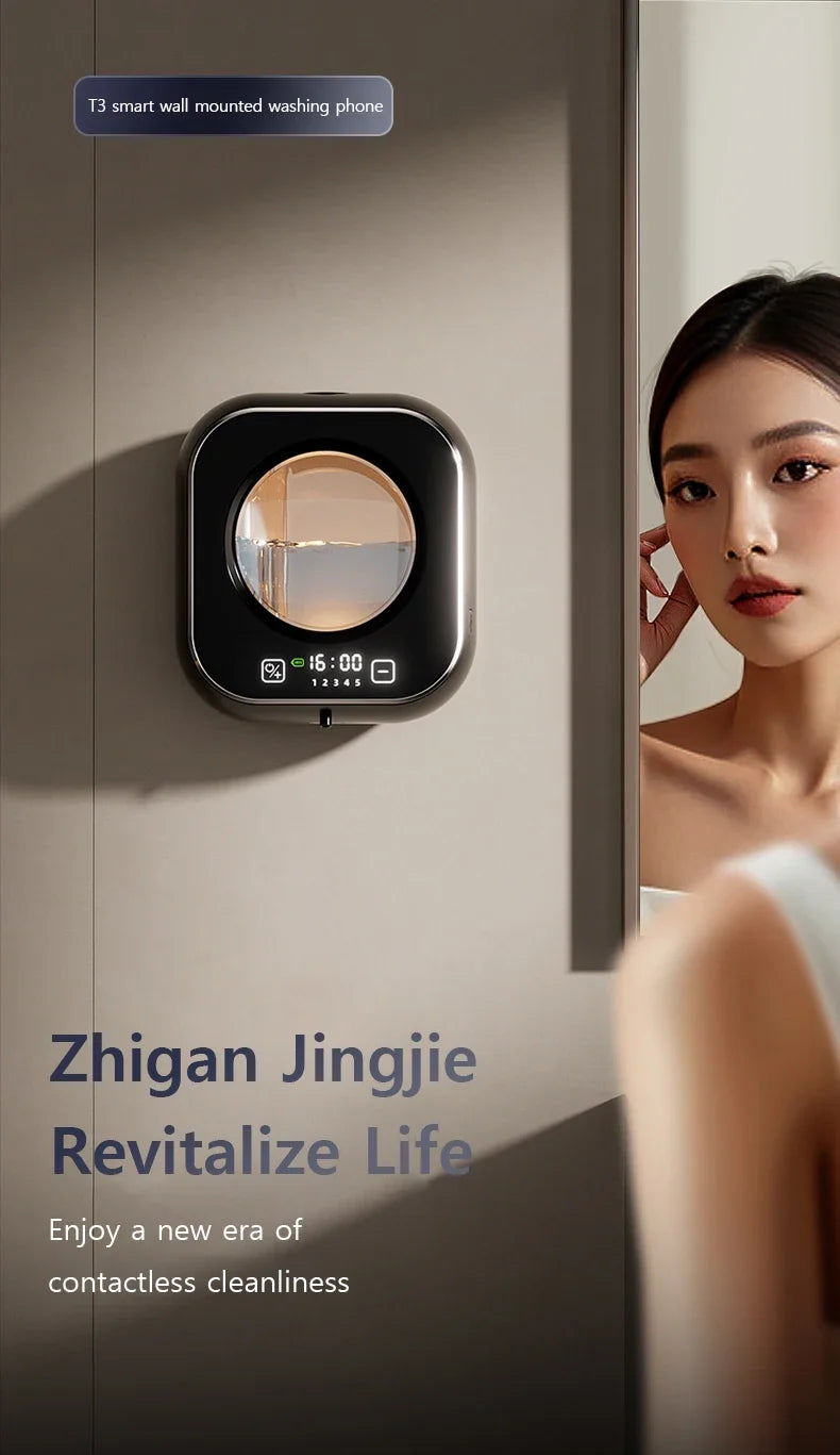 Wall Mounted Automatic Soap Dispenser with Large Capacity Non-contact Rechargeable Sensor Kitchen with LED Intelligence Cleaning