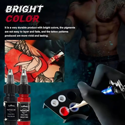 14-Color Tattoo Ink Set - 0.5oz Professional Pigments for Vibrant, Long-Lasting Body Art