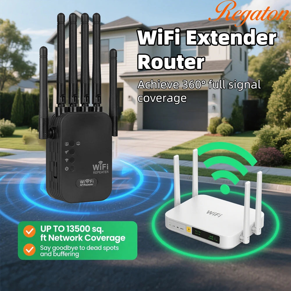 Wireless 5G WiFi Repeater 1200Mbps Router Wifi Booster Dual Band Long Range Extender 5Ghz Wi-Fi Signal Amplifier Repeater