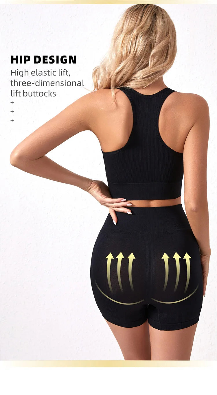 Dam Underkläderset – Sömlös BH & Trosor Crop Top Sport Yoga Fitness, 8 Färger M–XXL