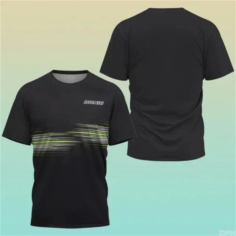 New Hot 3D Printing Boutique Table Tennis Shirt Training T-shirt Sweat Absorption Comfortable Top Badminton Sport Round Neck O N