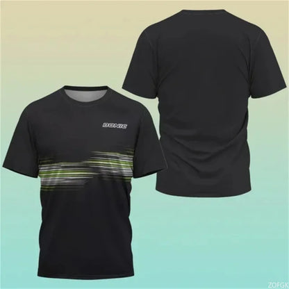 New Hot 3D Printing Boutique Table Tennis Shirt Training T-shirt Sweat Absorption Comfortable Top Badminton Sport Round Neck O N