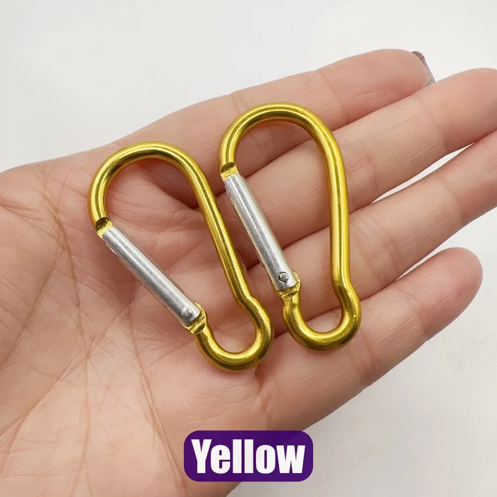 5-100Pcs Aluminum Carabiner Key Chain Clip Outdoor Camping Keyring Snap Hook Water Bottle Buckle Kit Climbing Accessories