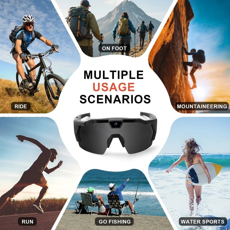 HD Smart Video Glasses Action Camera Sunglasses Wifi Glasses Sports Glasses Outdoor Bicycle Motorcycle Driver Recorder Walk Cam