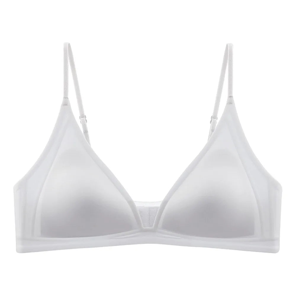 Thin Satin Wireless Deep V Bra Shockproof Anti-sagging Push Up Underwear Gathered Breasts Lingerie Seamless Bras Summer Spring