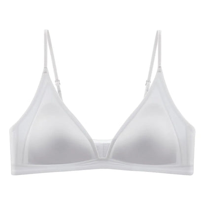 Thin Satin Wireless Deep V Bra Shockproof Anti-sagging Push Up Underwear Gathered Breasts Lingerie Seamless Bras Summer Spring