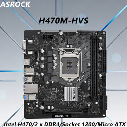 ASROCK H470M-HVS H470 Motherboard LGA 1200 CPU Support I9-10900F I5-10600KF I5-10400F I7-10700F DDR4 64GB SATA3 HDMI Micro ATX