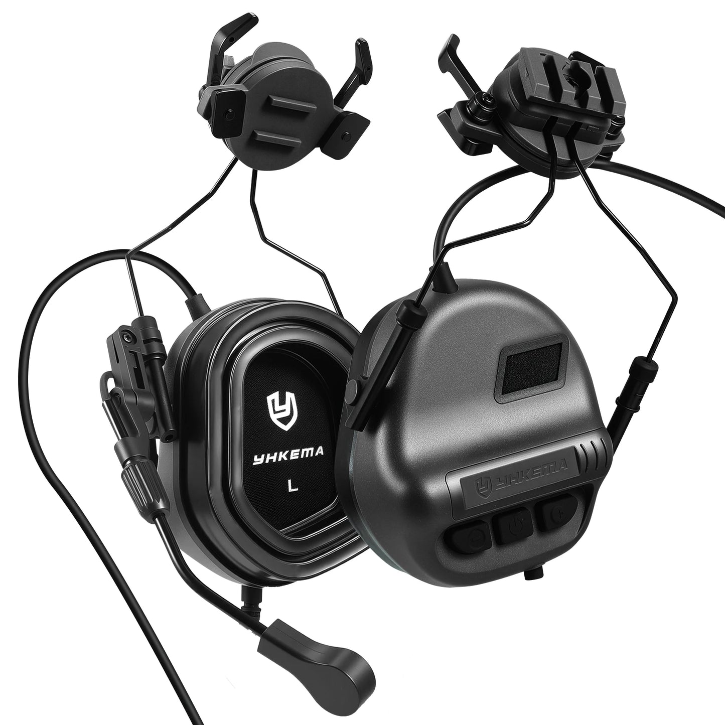 E80 Tactical Shooting Headset Electronic Hearing Protection with Kenwood 2 Pin PTT Adapter for Outdoor Hunting