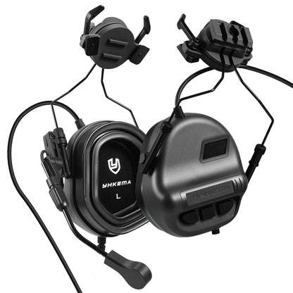 E80 Tactical Shooting Headset Electronic Hearing Protection with Kenwood 2 Pin PTT Adapter for Outdoor Hunting