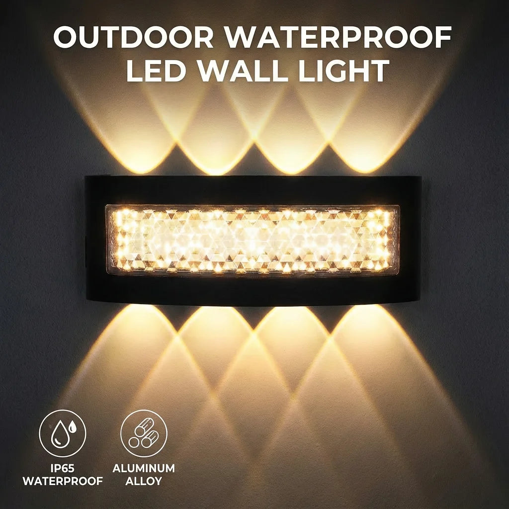 LED Vägglampa Aluminium – Varmvit 3000K, Svart, 7–11W, Vattentålig, Ute & Inne, 85–265V