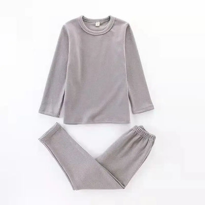 For German velvet warm children's self-heating fiber underwear set boys warm autumn clothes autumn and winter pants girls warm