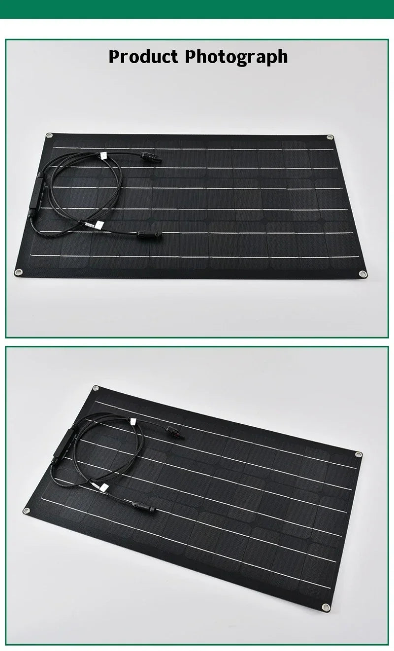 Semi-Flexibel ETFE Solpanel 500W–2000W – Lättviktig 18V/36V för Husbil Båt Camping Tak, 1–4 Paneler