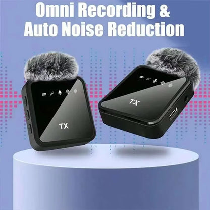 Mini Wireless Microphone for iPhone Android Cameras Wireless Microphone for Interviews Vlog Noise Cancelling Lavalier Microphone