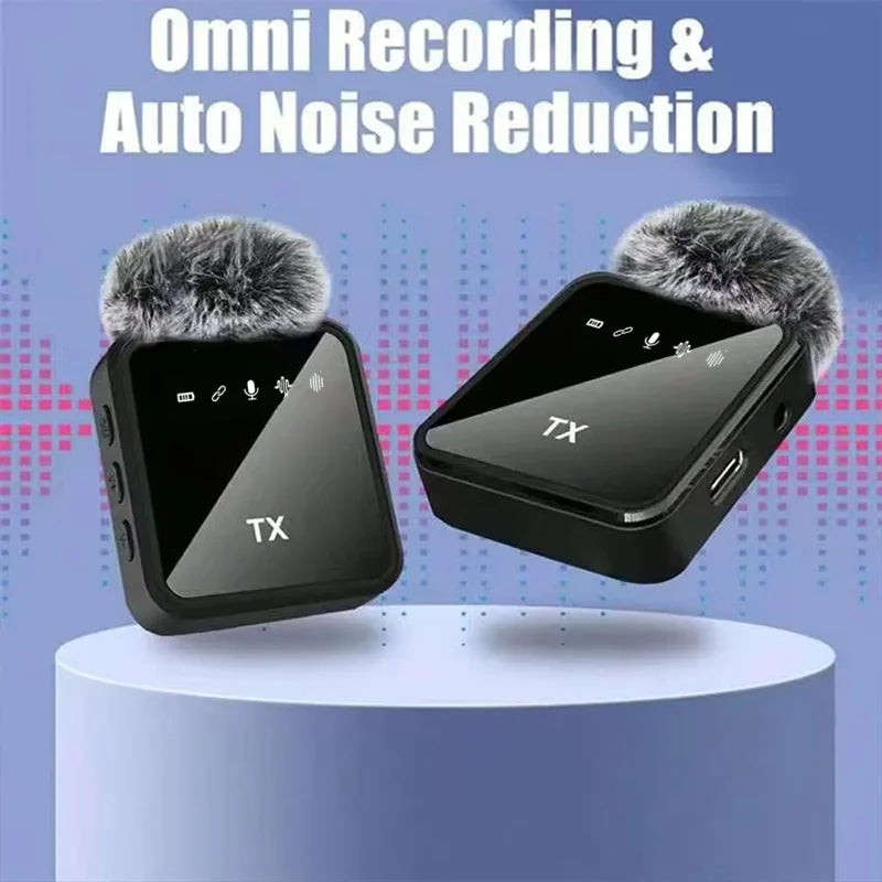 Mini Wireless Microphone for iPhone Android Cameras Wireless Microphone for Interviews Vlog Noise Cancelling Lavalier Microphone