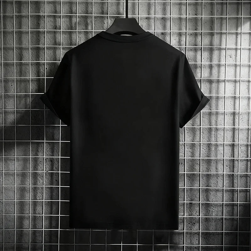 Men's T-shirt High Quality 100% Cotton Round Neck Short Sleeve Classic Black White Pure Color Tees Spring Summer Casual Cool Top