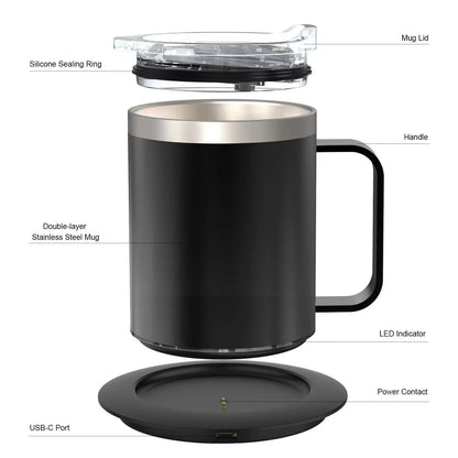 Self Heating Coffee Mug USB Powered Heated Cup with Temperature Control 131℉ Electric Coffee Mug Warmer for Desk Heated Mug