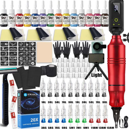 Wireless Tattoo Machine Kit Tattoo Fill Light 52mm CPL Lens Filter Tattoo Kit Rotary Tattoo Pen Power Supply Makeup Beginner Set