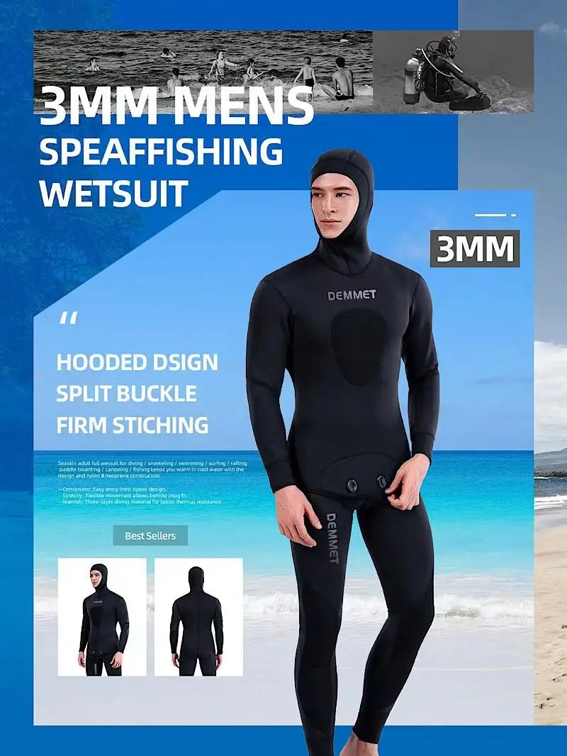 HOT 3mm Camouflage Wetsuit Long Sleeve Fission Neoprene Submersible Diving for Men Keep Warm Tops and Pants 2-pieces Sun Protect