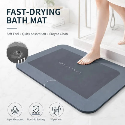 Diatomaceous Earth Bath Mat Ultra Absorbent Non Skid Rapid Drying Soft Floor Mat for Bathroom Shower Laundry Bedroom Kitchen RV