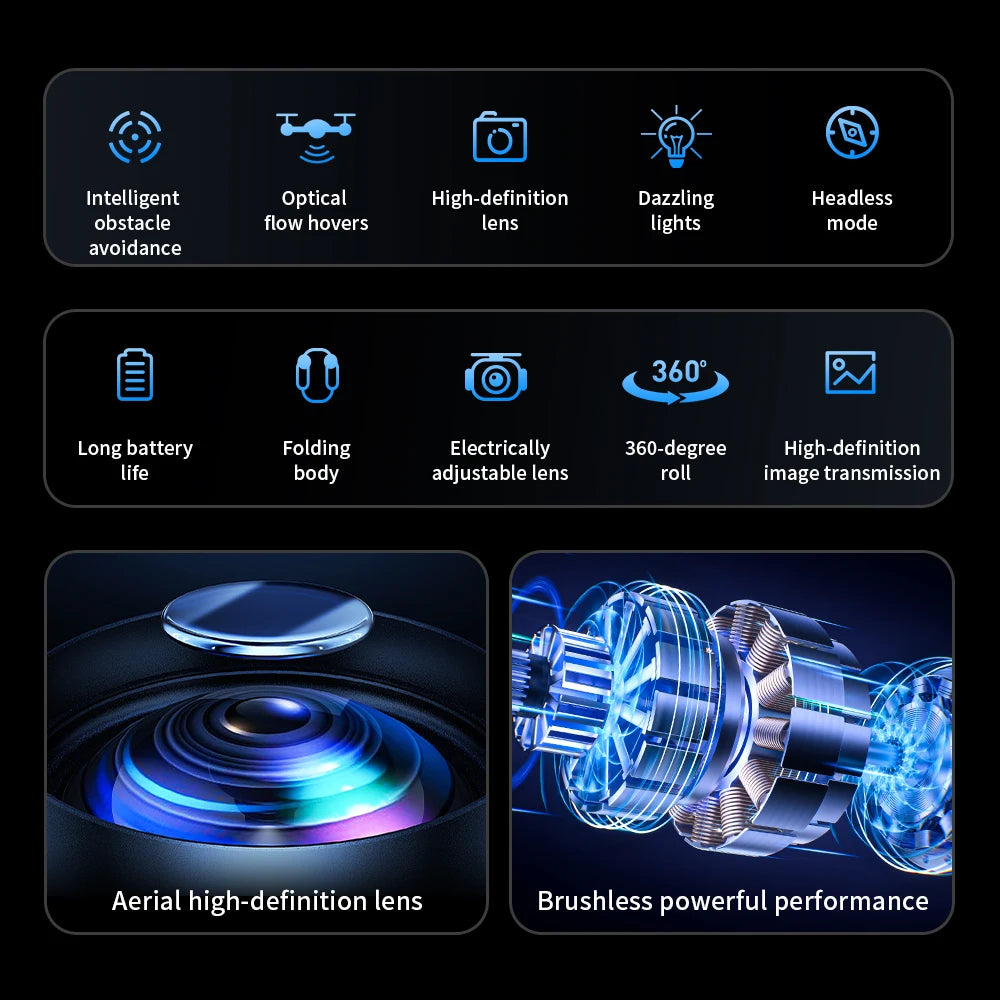 AE19 Drone, High-Definition Dual Camera, 8K Professional Obstacle Avoidance, Folding Quadcopter Toy, Remote-Controlled Aircraft