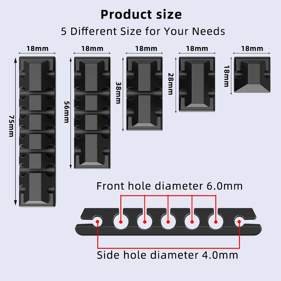 146 Pcs Cable Organizer Set Cord Management Silicone Cable Holder Adhesive Wire Clips For Car Home Office USB Cords Organiser