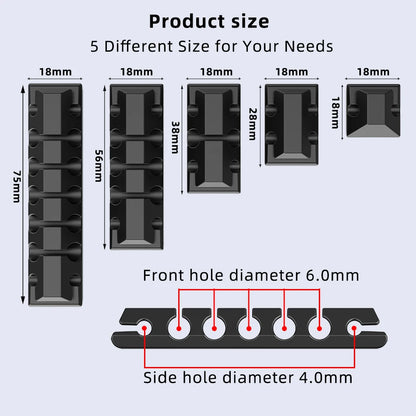 146 Pcs Cable Organizer Set Cord Management Silicone Cable Holder Adhesive Wire Clips For Car Home Office USB Cords Organiser