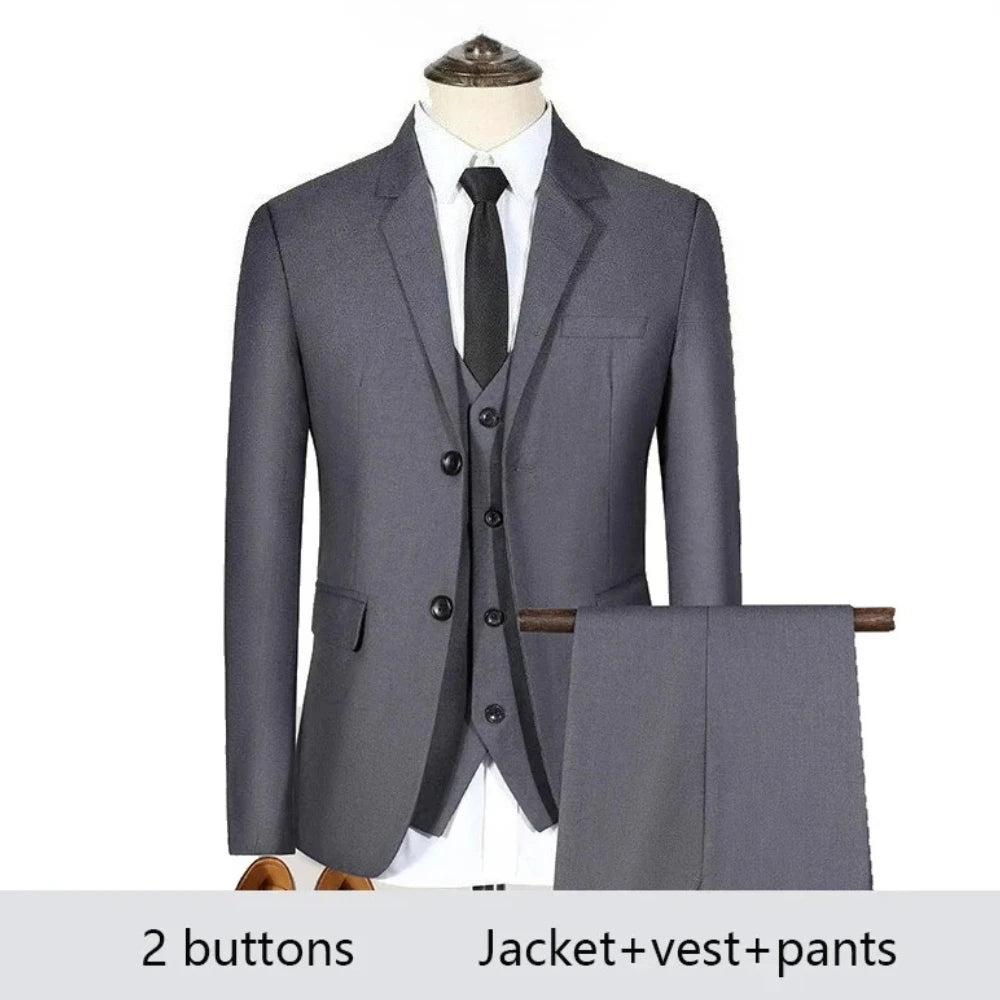 High Quality Men Suits For Wedding 2 Pieces 3 Sets Blazers Stretch Elegant Formal Jackets Vest Pants Full 2025 Tailored Costume