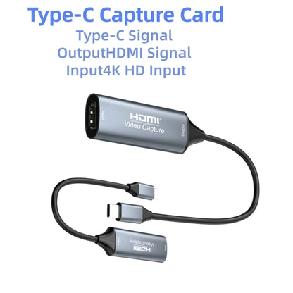 HDMI Capture Card USB-C/USB 2.0/3.0 – 4K ingång, 1080p/60Hz utgång, Plug-and-play för PC, Android & Mac