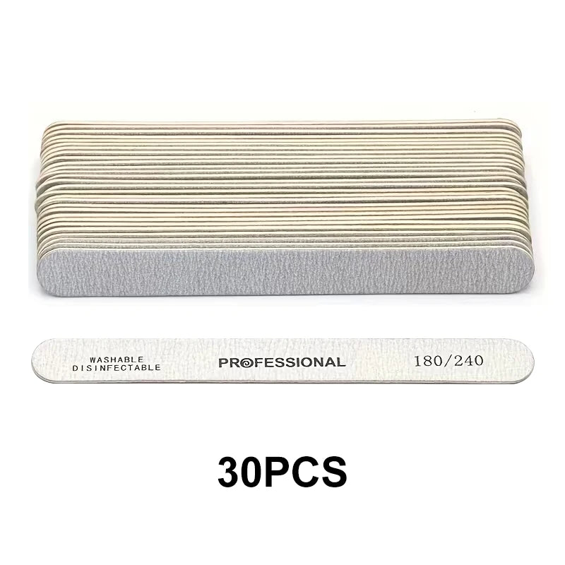 10-100PCS Wooden Nail File Professional Sanding Buffer Files 100/180/240 Double Side For Nail Art Pedicure UV Gel Tips Tools