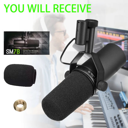 SM7B Dynamic Podcast Microphone with Anti Shock Bracket, Suitable for Live Vocal Recording, Performance, and Studio Use SM7DB