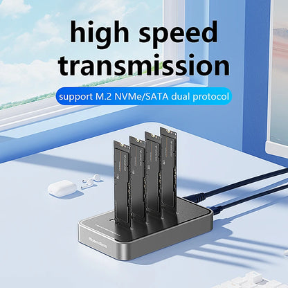 Blueendless 4 Bay M.2 NVMe/SATA SSD Docking Station Type C USB3.1 10Gbps M2 NVMe PCIe SATA NGFF Dual Protocol Aluminum SSD Case