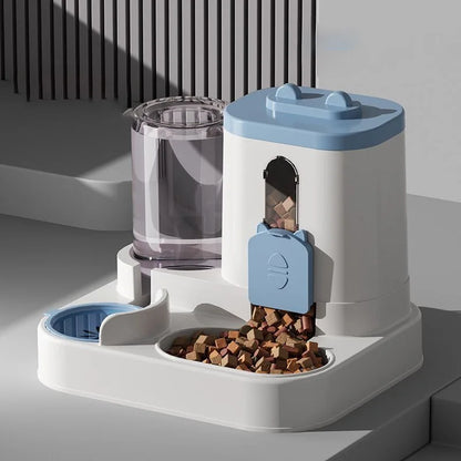 2-in-1 Large Capacity Cat Automatic Feeder, Water Dry Wet Separation Design No Battery Required - For Cats Small Dogs