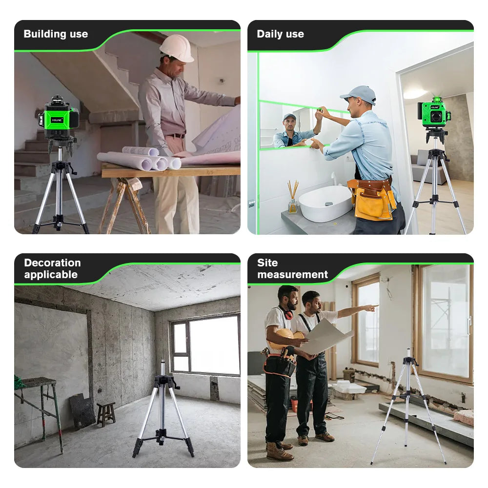 HGLINE 1.2M/1.5M Stretchable Laser Level Tripod Suitable for 5/8 Inch Laser Level Tools Aluminum Tripod with Lifting Rocker