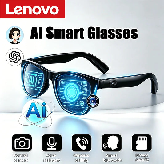 Lenovo D12 Smarta Bluetooth 5.3 Glasögon – Röstassistent Musik Samtal Gestigenkänning UV Anti-Blåljus 5-7h 37g CE Svart Transparent