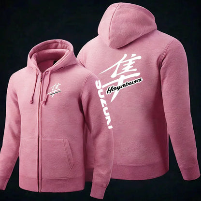 Suzuki Hayabusa Motorcykel Hoodie Herr – Dragkedja, Tryckt Logga, Vår & Höst