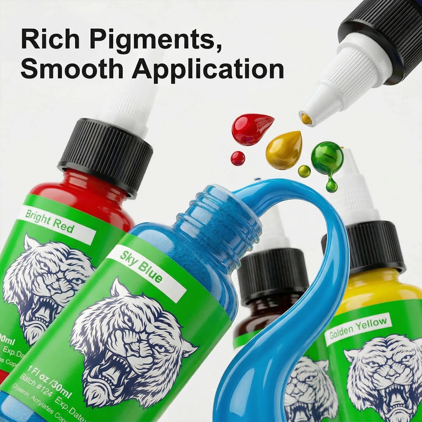 DM Tattoo Ink 15 Color 1OZ/Bottle Natural Plant Extract Pigment Body Painting Long Lasting No Color Loss Professional Tattoo Ink