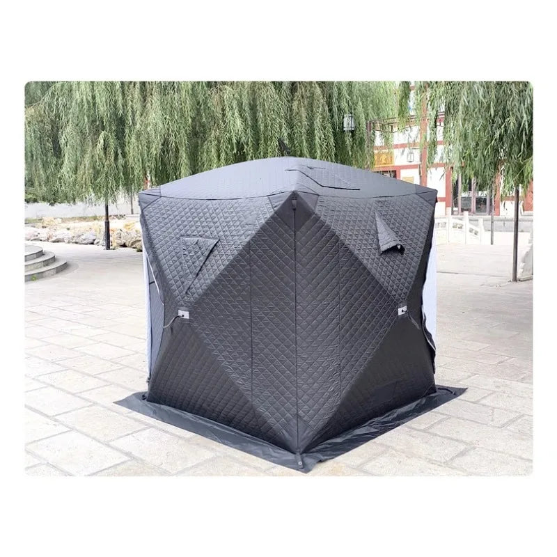 Winter Outdoor Pop Up Windproof Thickened Cold Resistant Sauna Room Portable Square Large Ice Fishing House Tent