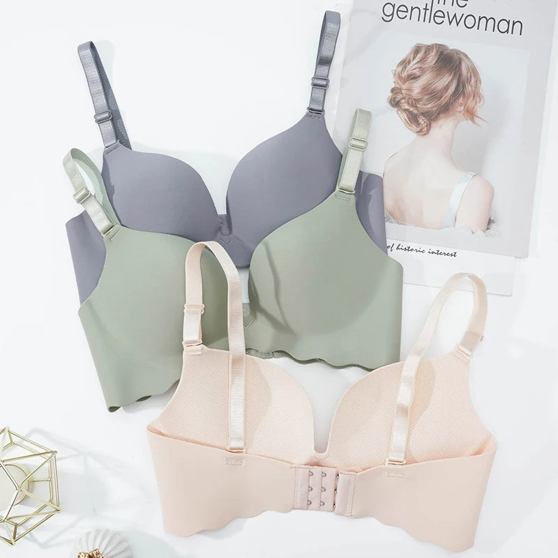 Women Seamless Push Up Bras Solid Wire Free Lingerie Not Empty Cup Bralette Female Intimate Comfort Bra French Fashion Underwear