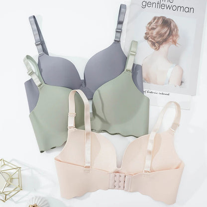 Women Seamless Push Up Bras Solid Wire Free Lingerie Not Empty Cup Bralette Female Intimate Comfort Bra French Fashion Underwear