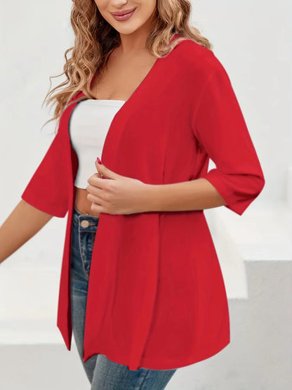 Elegant plus Size Women's Cardigan Half Sleeve Medium to Long Light Elastic Autumn Winter Fashion for Europe And America