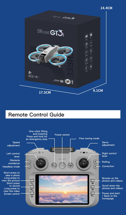 GT3 MAX Mini Drone 5G 8K GPS HD Aerial Photography Dual Cameras Quadcopter with Dynamic Lighting Optical Flow UAV Toys Gifts