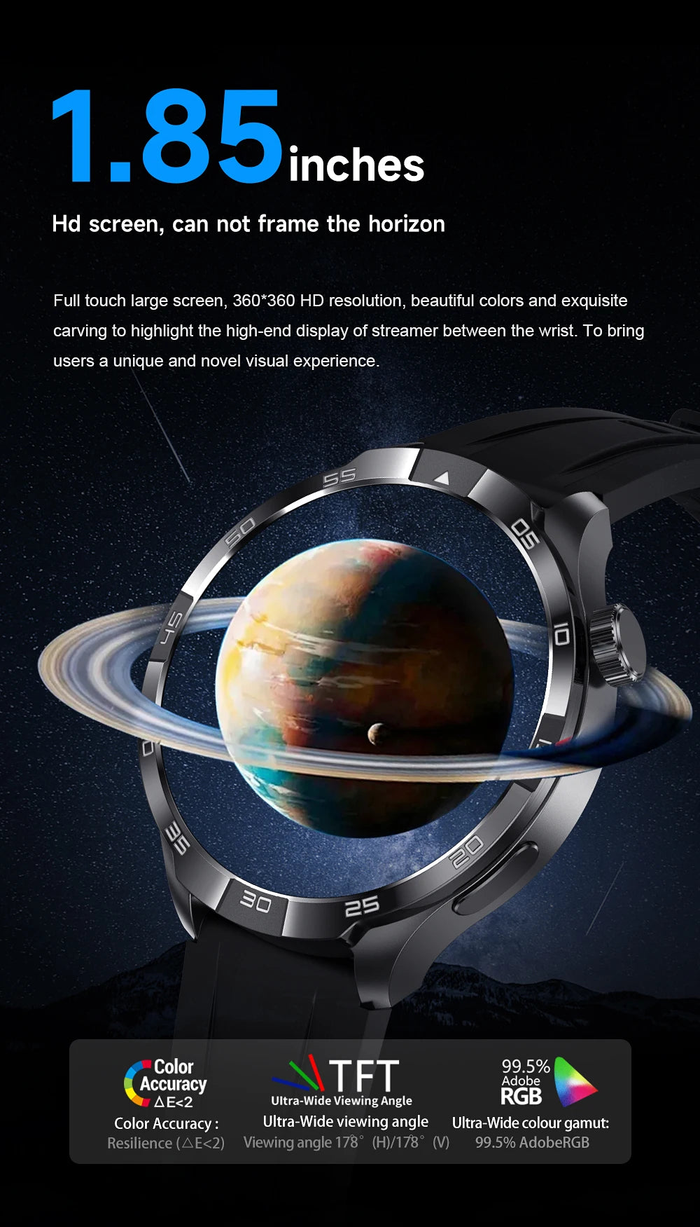 2026 New 1.85 Inch NFC Smart Watch Men Bluetooth Call NFC IP67 Waterproof Heart Rate Monitor Compass Sports Fitness Smartwatch