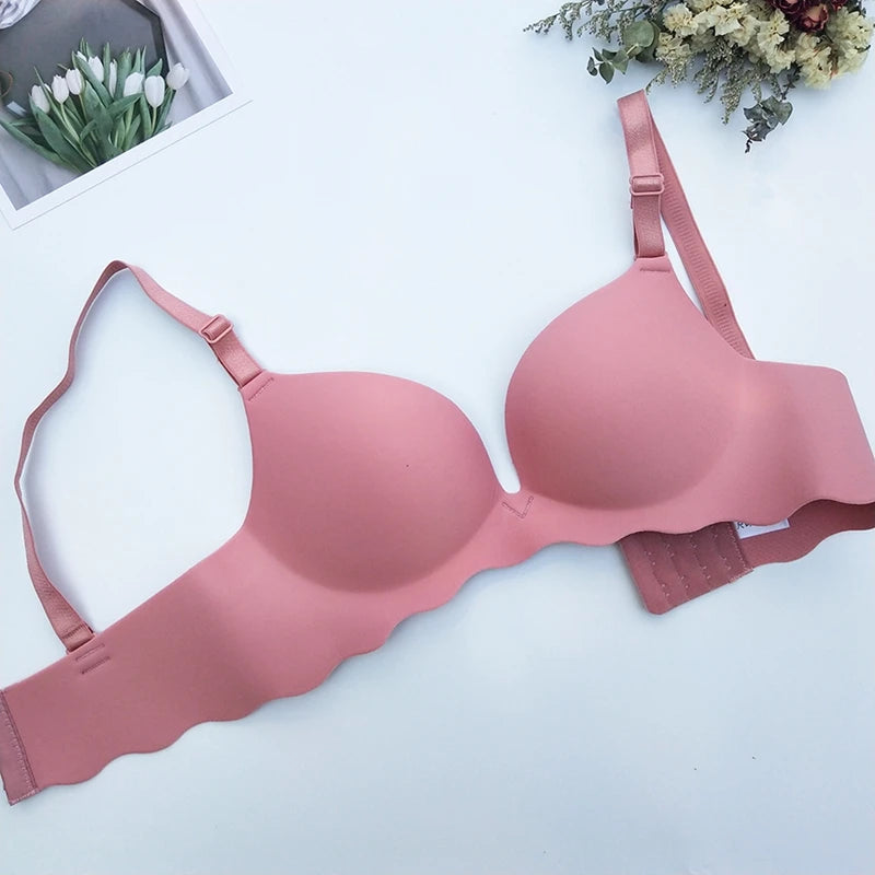 Women Seamless Push Up Bras Solid Wire Free Lingerie Not Empty Cup Bralette Female Intimate Comfort Bra French Fashion Underwear