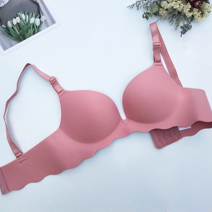 Women Seamless Push Up Bras Solid Wire Free Lingerie Not Empty Cup Bralette Female Intimate Comfort Bra French Fashion Underwear