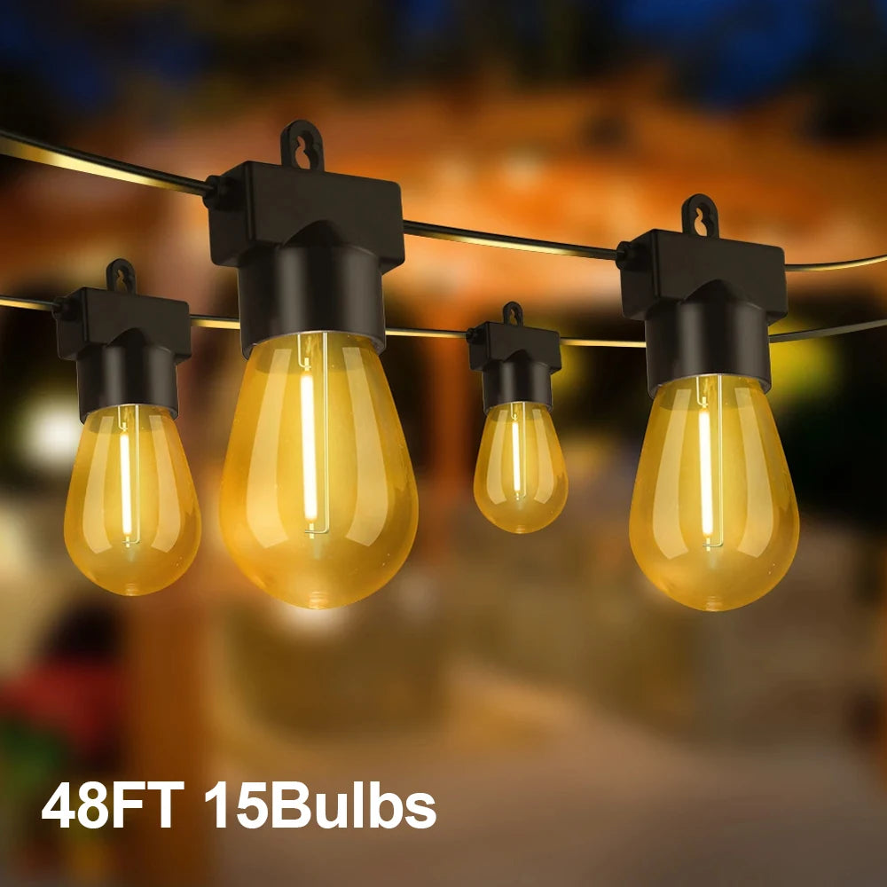 Arbrac ST38 LED-ljusslinga Utomhus IP44 – Varmvit 2200K Krossäker Fjärrkontroll Dimmer 15/18/20/30m Trädgård Bröllop Jul CE RoHS